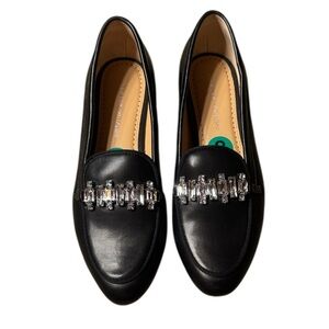 Adrienne Vittadini Dru black vegan leather loafers with rhinestones Size 8